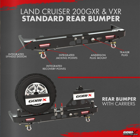 Toyota Land Cruiser 200 Series 2007-2020 Gobi-X Rear Bumper (Carrier Compatible) - Image 2