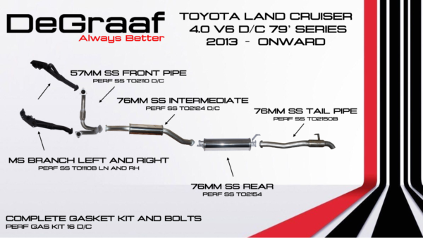 Toyota Land Cruiser 79 4.0 V6 2010-2023 Double Cab DeGraaf Exhaust System - Image 2