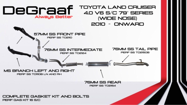 Toyota Land Cruiser 79 4.0 V6 2010-2023 Single Cab DeGraaf Exhaust System - Image 2