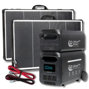 Flexopower Combo Lithium3000 Power Station with Extra Battery (5120WH/400Ah) + 2x Solar Portable Kalahari400W
