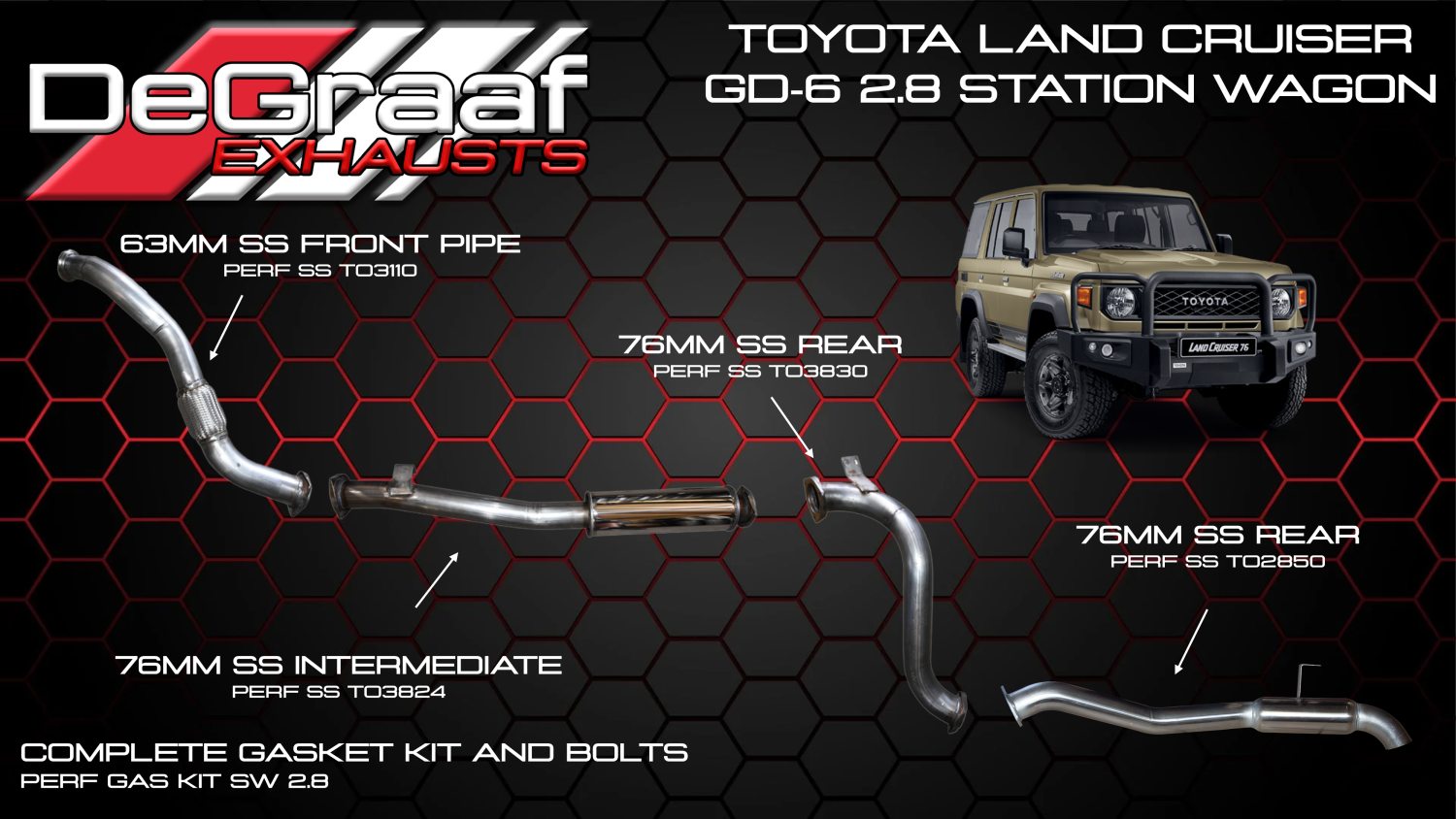 Toyota Land Cruiser 76 Series 2.8GD 2024+ DeGraaf Exhaust System - Image 2